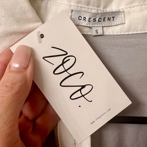 NWT Crescent Gray Contrasting Pocket Front Shirt Mini Dress Size Small - Picture 7 of 12